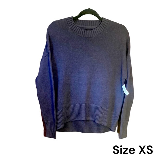 Daily Ritual Women's Boxy Crewneck Sweater Navy Blue Ribbed Mid-Weight Top NEW - Picture 2 of 8